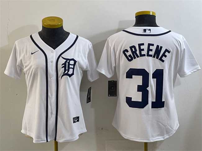 Women%27s Detroit Tigers #31 Riley Greene White Cool Base Stitched Jersey->mlb womens jerseys->MLB Jersey